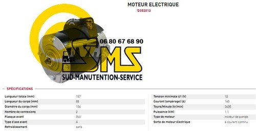 Hydraulic pump motor - hydraulic, 12v